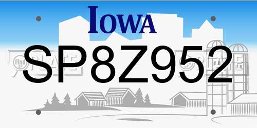 SP8Z952 Iowa License Plate