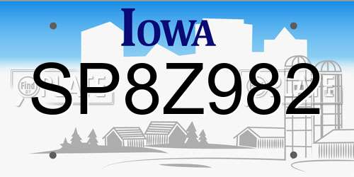 SP8Z982 Iowa License Plate