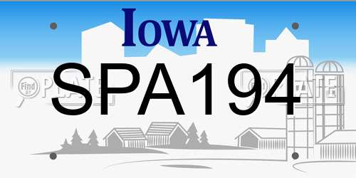 SPA194 Iowa License Plate