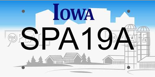 SPA19A Iowa License Plate