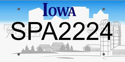 SPA2224 Iowa License Plate