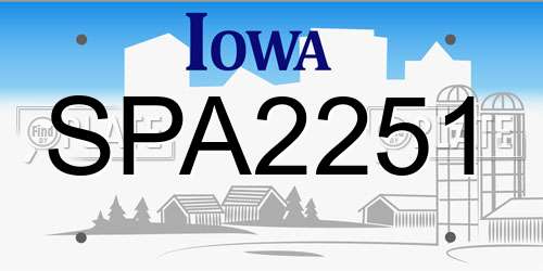 SPA2251 Iowa License Plate