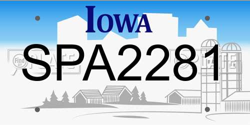 SPA2281 Iowa License Plate