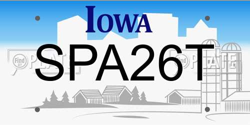 SPA26T Iowa License Plate
