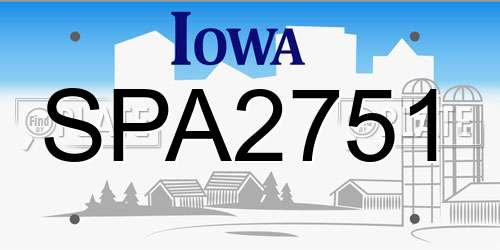 SPA2751 Iowa License Plate
