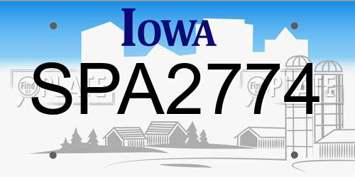 SPA2774 Iowa License Plate