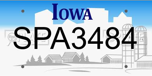 SPA3484 Iowa License Plate