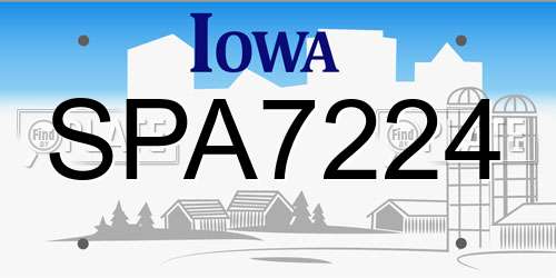SPA7224 Iowa License Plate