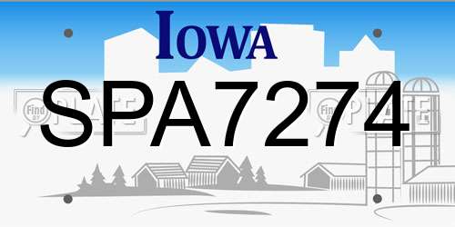 SPA7274 Iowa License Plate