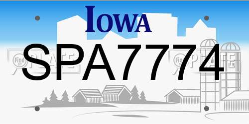 SPA7774 Iowa License Plate