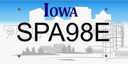 SPA98E Iowa License Plate