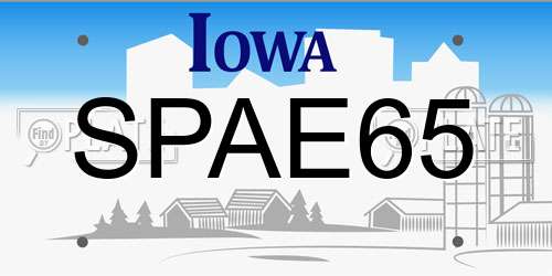 SPAE65 Iowa License Plate