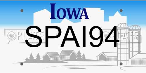 SPAI94 Iowa License Plate
