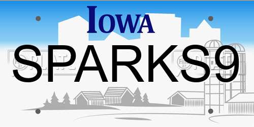 SPARKS9 Iowa License Plate