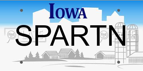 SPARTN Iowa License Plate