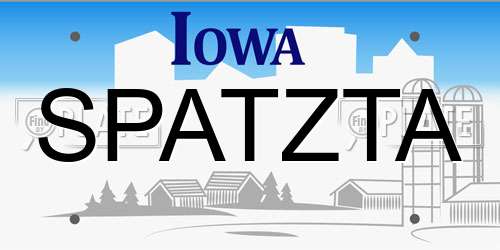 SPATZTA Iowa License Plate