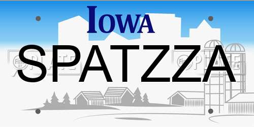 SPATZZA Iowa License Plate