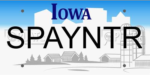 SPAYNTR Iowa License Plate