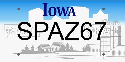 SPAZ67 Iowa License Plate