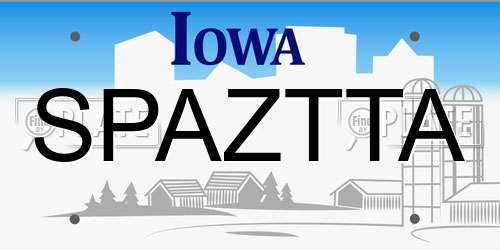 SPAZTTA Iowa License Plate