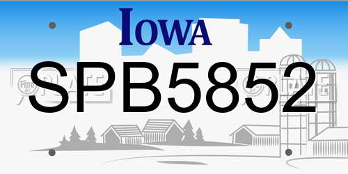 SPB5852 Iowa License Plate