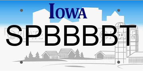 SPBBBBT Iowa License Plate
