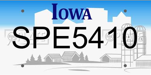 SPE5410 Iowa License Plate