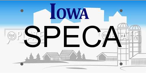 SPECA Iowa License Plate