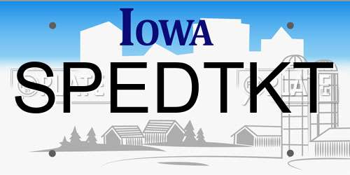 SPEDTKT Iowa License Plate