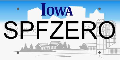 SPFZERO Iowa License Plate