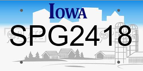 SPG2418 Iowa License Plate