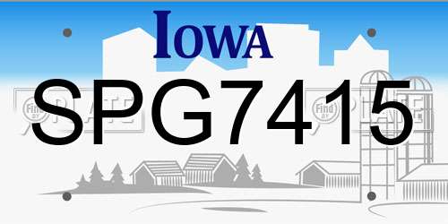 SPG7415 Iowa License Plate