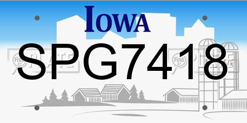 SPG7418 Iowa License Plate