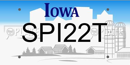 SPI22T Iowa License Plate