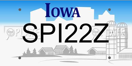 SPI22Z Iowa License Plate