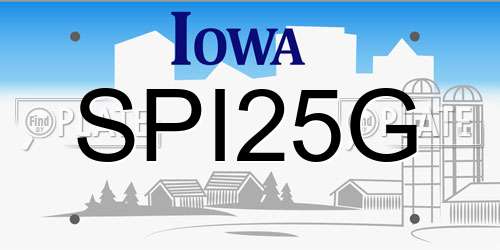 SPI25G Iowa License Plate