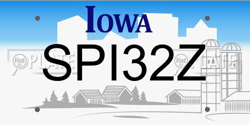 SPI32Z Iowa License Plate