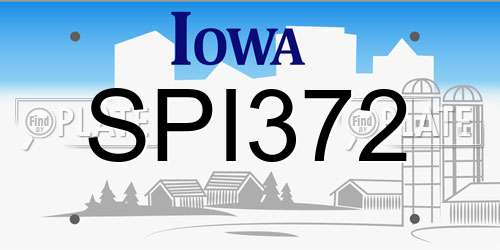 SPI372 Iowa License Plate