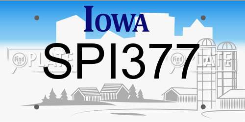 SPI377 Iowa License Plate