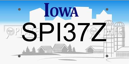 SPI37Z Iowa License Plate