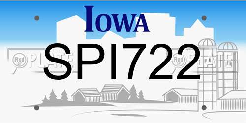 SPI722 Iowa License Plate