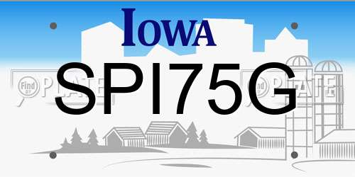 SPI75G Iowa License Plate