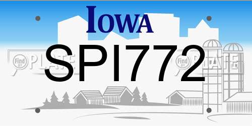 SPI772 Iowa License Plate