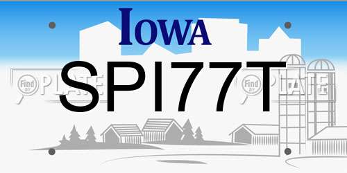 SPI77T Iowa License Plate