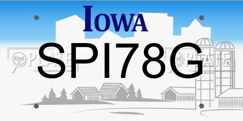SPI78G Iowa License Plate