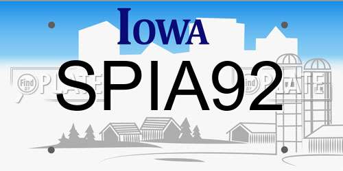 SPIA92 Iowa License Plate