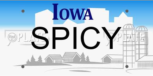 SPICY Iowa License Plate