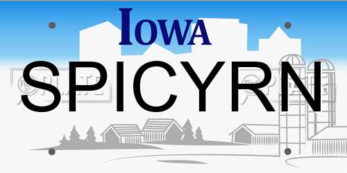 SPICYRN Iowa License Plate