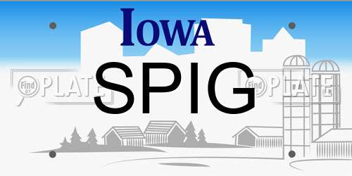 SPIG Iowa License Plate