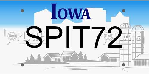 SPIT72 Iowa License Plate
